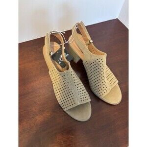 Block heel open toe Alexis Bendel 3-inch style beige women's shoes sz 8.5